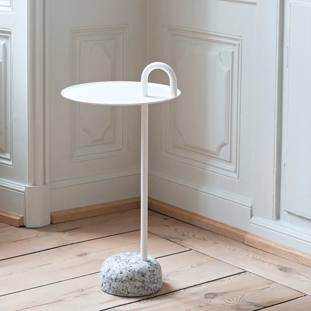 Bowler side table, Cream white-granite HAY