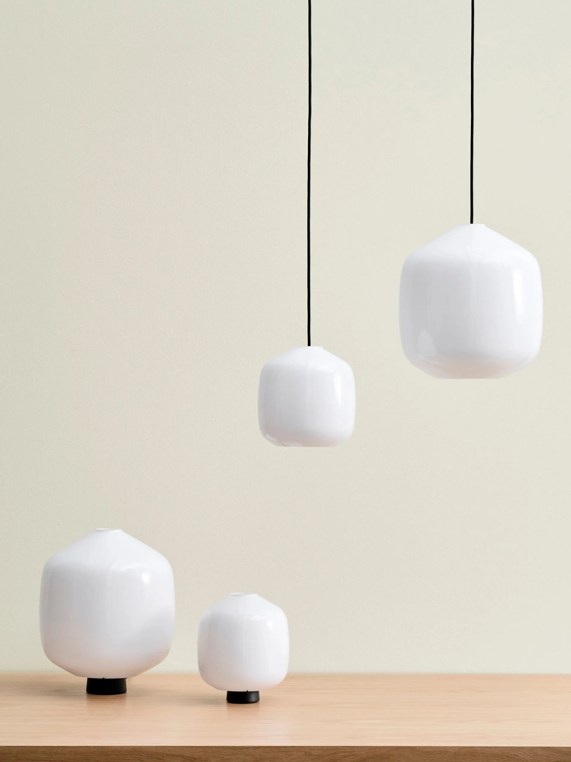 Buoy pendant lamp Ø30 cm, Opal glass-soft black HAY