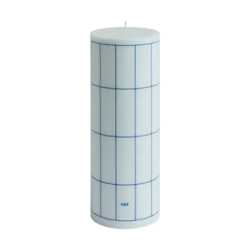 Column Candle block candle large 25 cm - Light blue-blue grid check - HAY