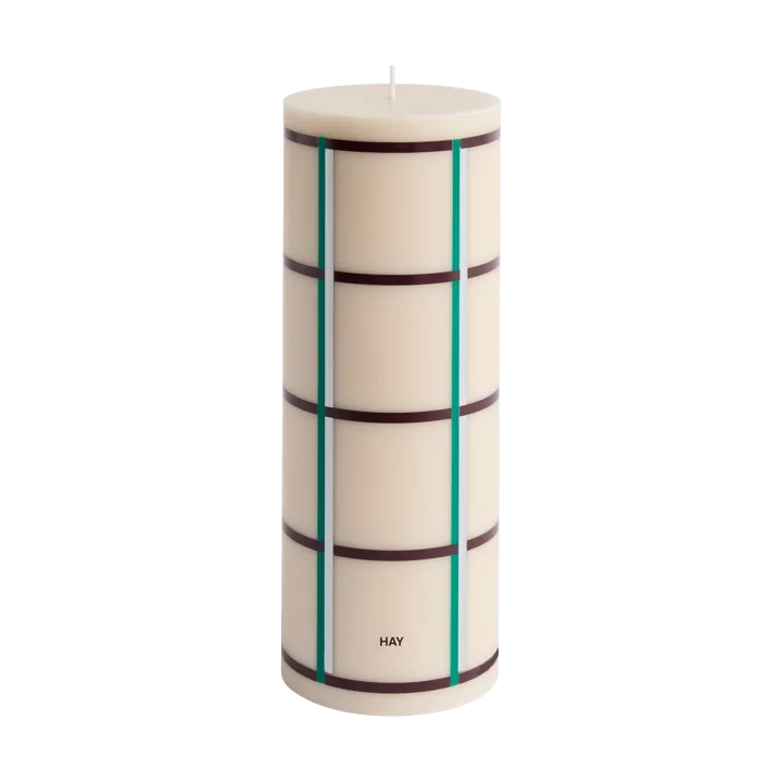 Column Candle block candle large 25 cm - Off white-green bordeaux-silver - HAY