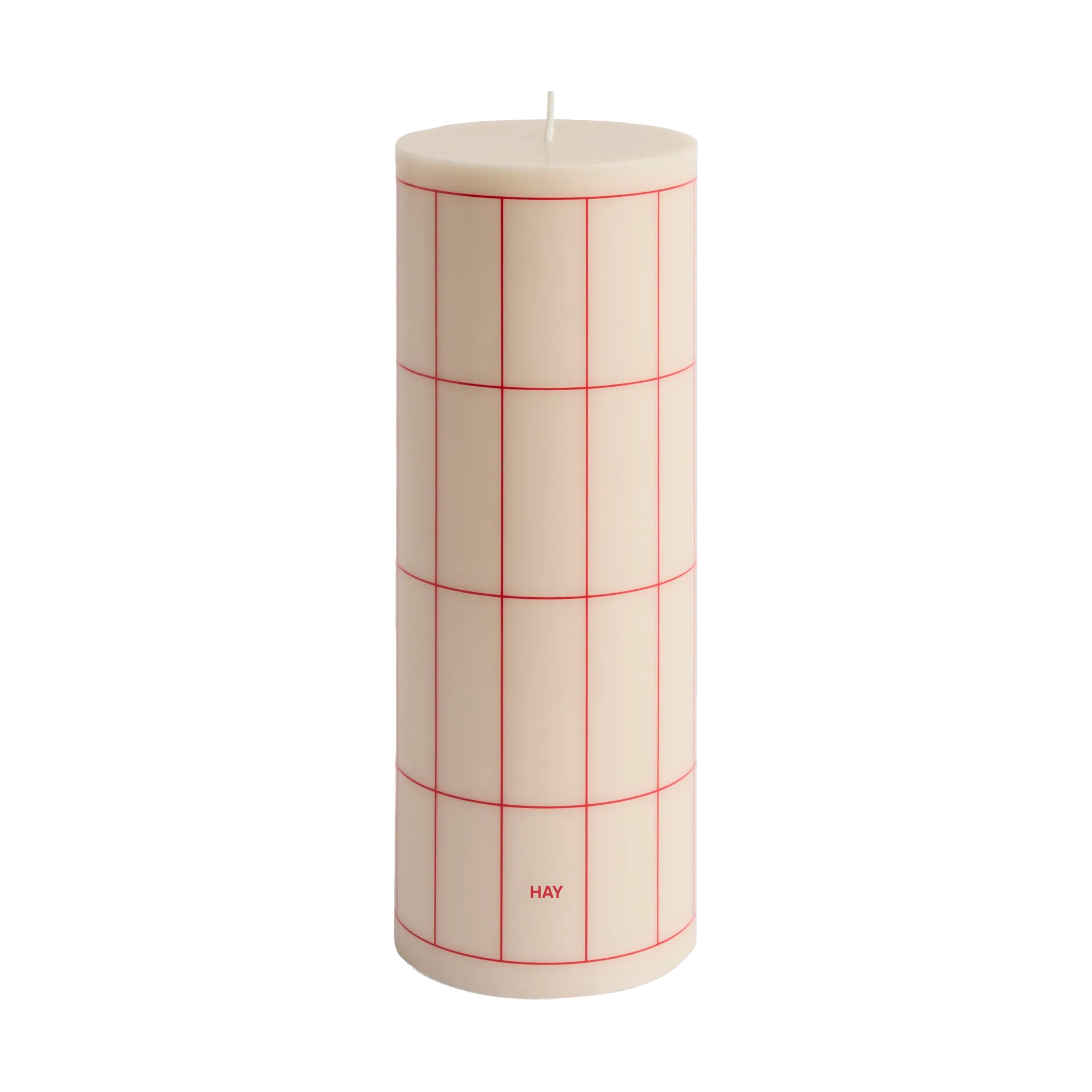 Column Candle block candle large 25 cm, Off white-red grid check HAY