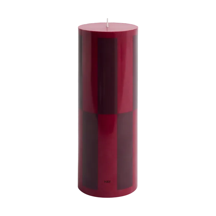 Column Candle block candle large 25 cm - Wine-bordeaux large check - HAY