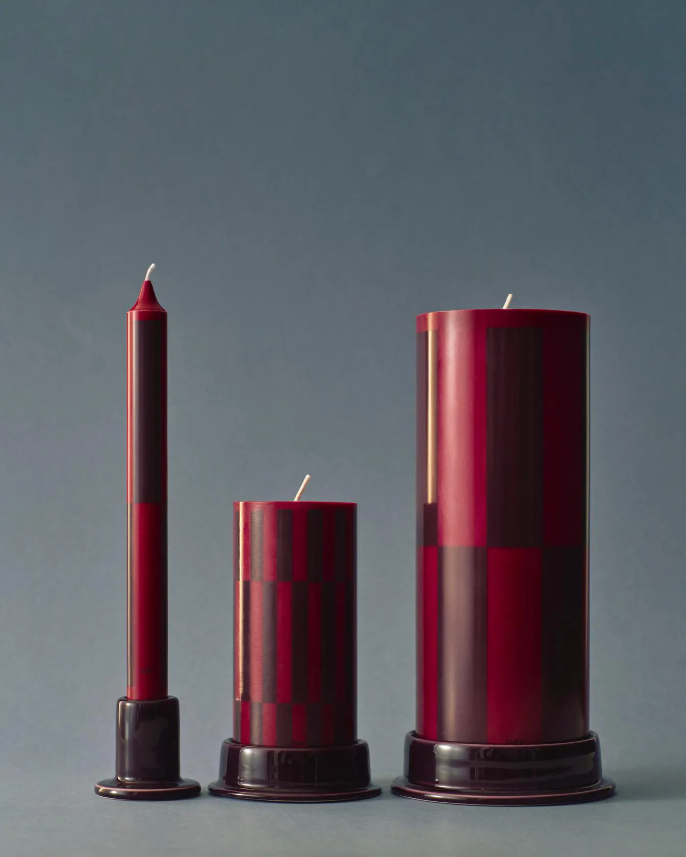 Column Candle block candle large 25 cm, Wine-bordeaux large check HAY