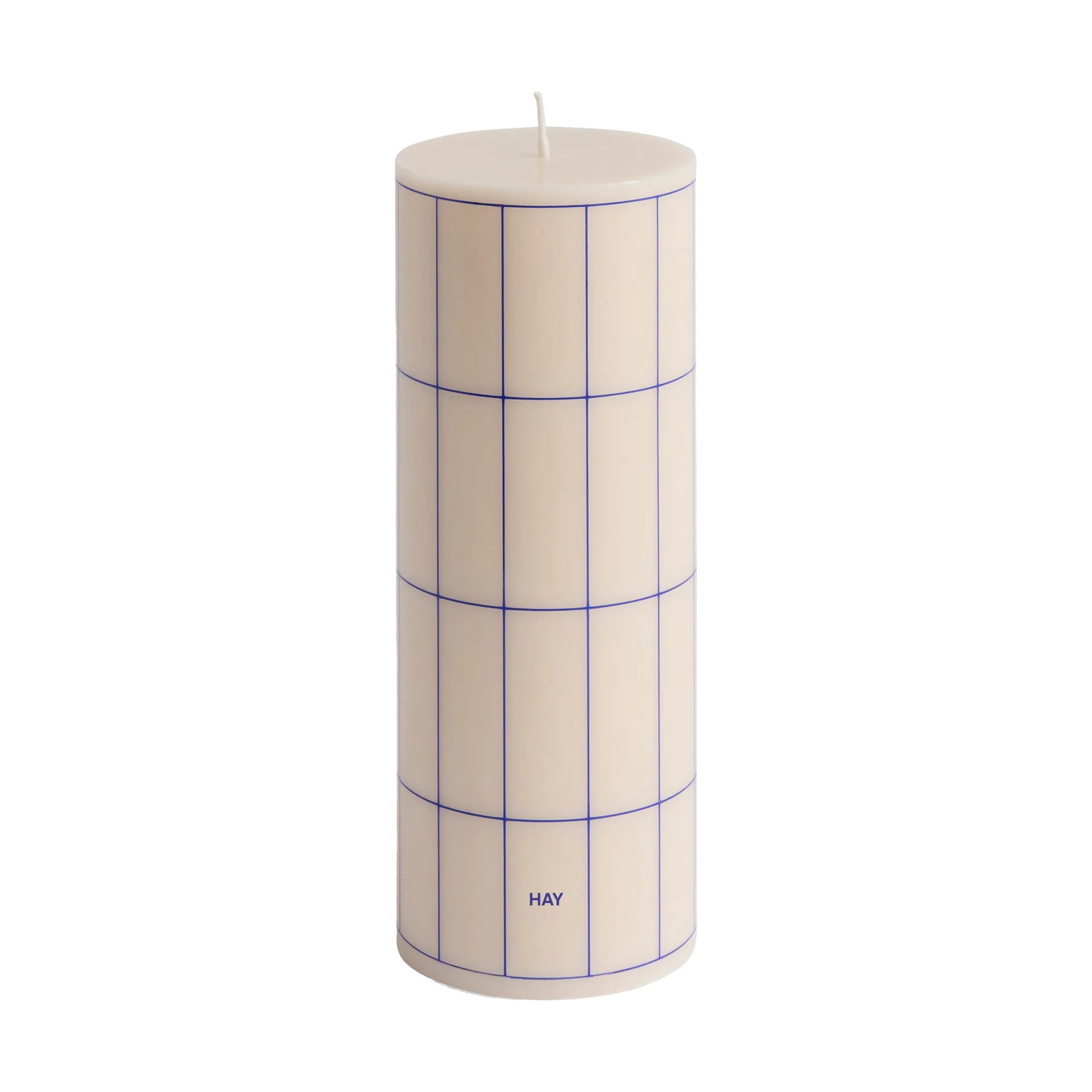 Column Candle block candle medium 20 cm, Off white-blue grid check HAY