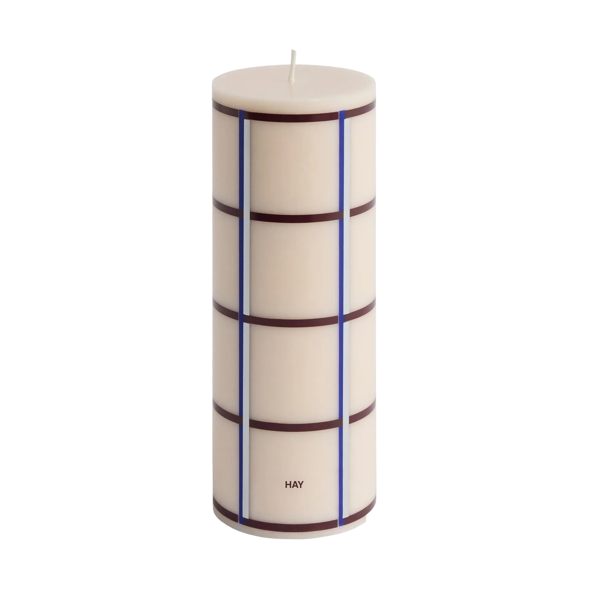 Column Candle block candle medium 20 cm, Off white-bordeaux-blue-silver HAY