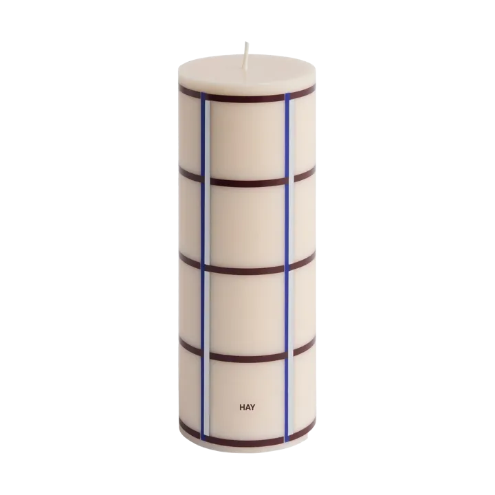 Column Candle block candle medium 20 cm - Off white-bordeaux-blue-silver - HAY