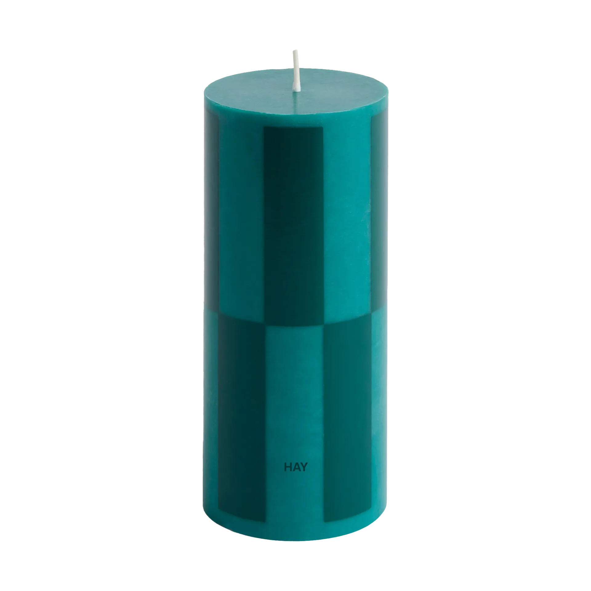 Column Candle block candle small 15 cm, Green-dark green large check HAY