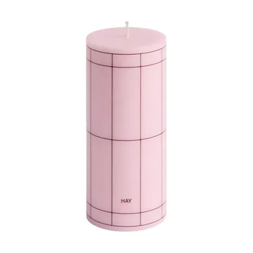 Column Candle block candle small 15 cm - Light pink-bordeaux grid - HAY