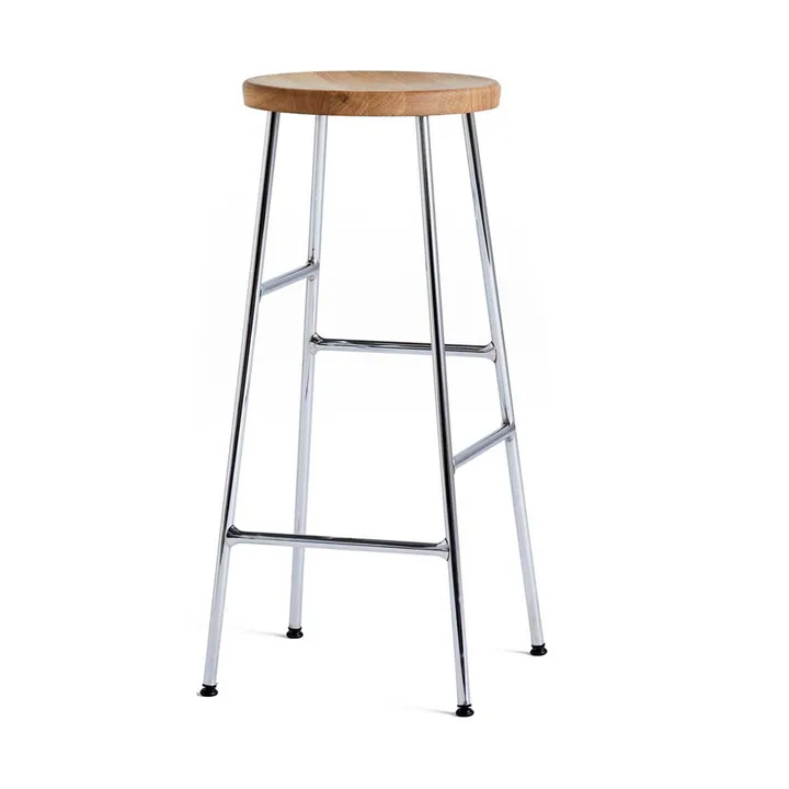 Cornet bar stool 75 cm - Oiled oak-chrome - HAY