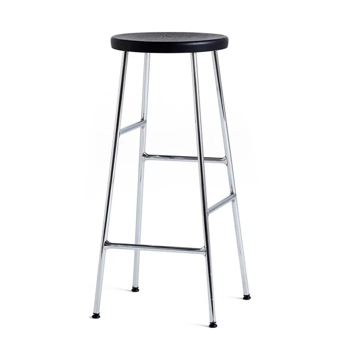 Cornet bar stool 75 cm - Soft black oak-chrome - HAY