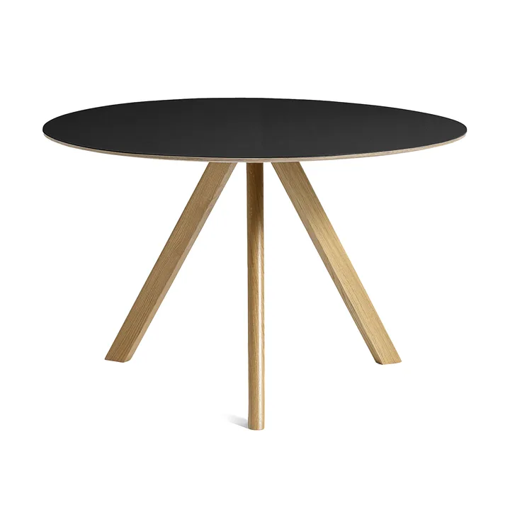 CPH20 2.0 dining table Ø120 cm - Black linoleum-lacquered oak - HAY