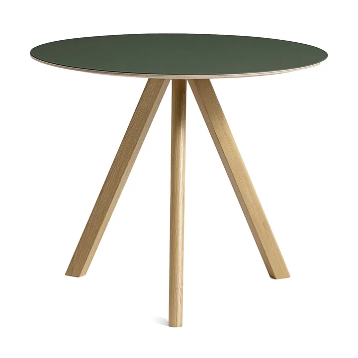 CPH20 2.0 dining table Ø90 cm - Green linoleum-lacquered oak - HAY