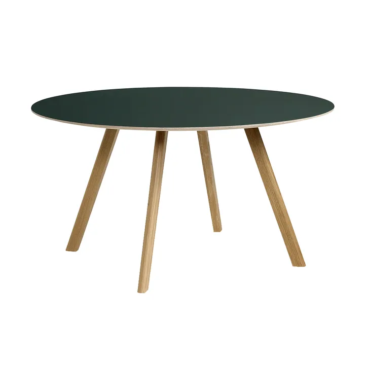 CPH25 2.0 dining table Ø140 cm - Green linoleum-lacquered oak - HAY