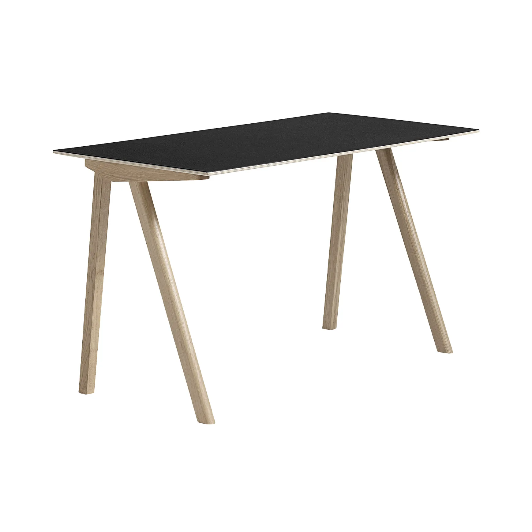 CPH90 2.0 desk 65x130 cm, Black linoleum-lacquered oak HAY