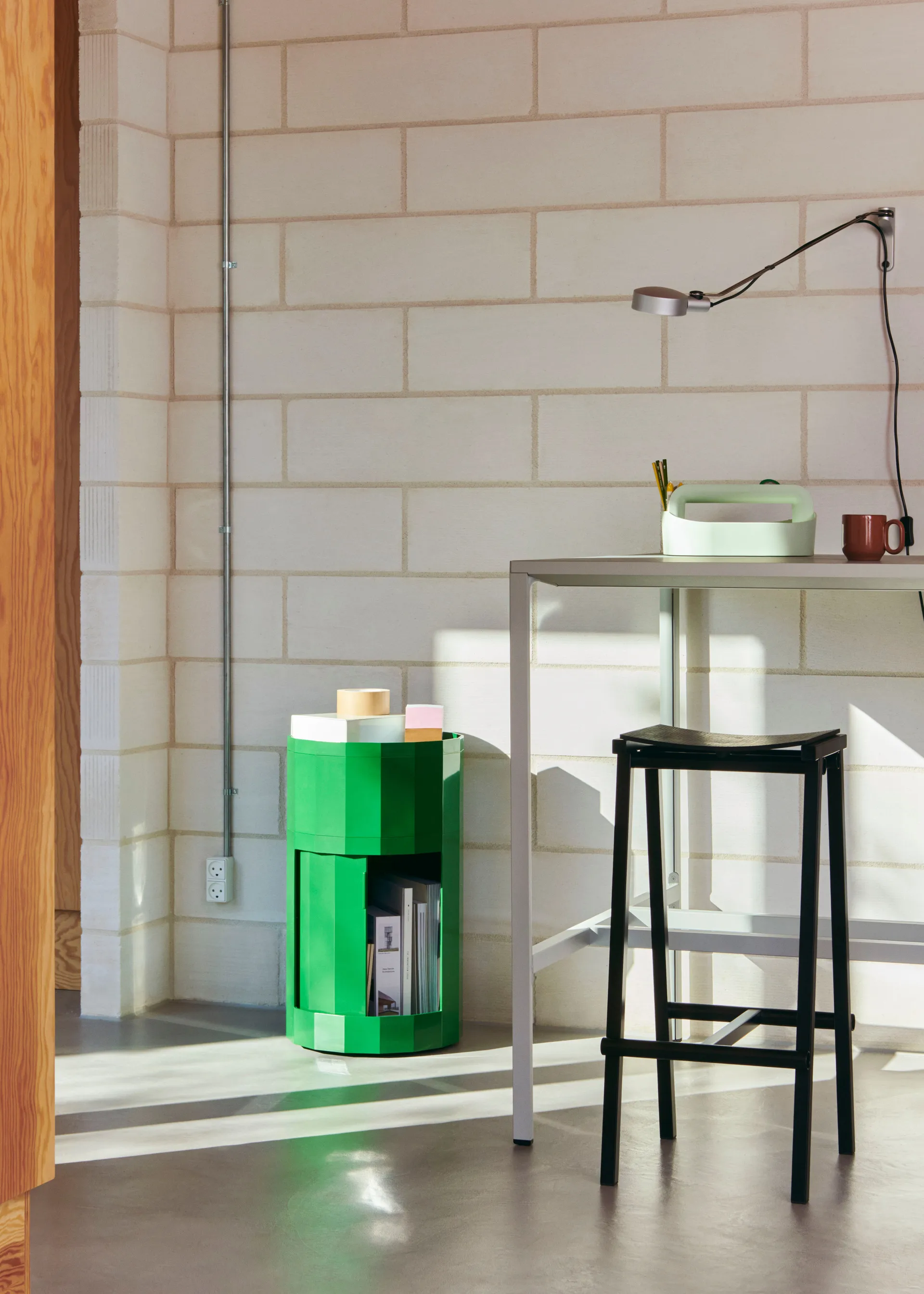 Facet Cabinet 101 side table, Spinach green HAY