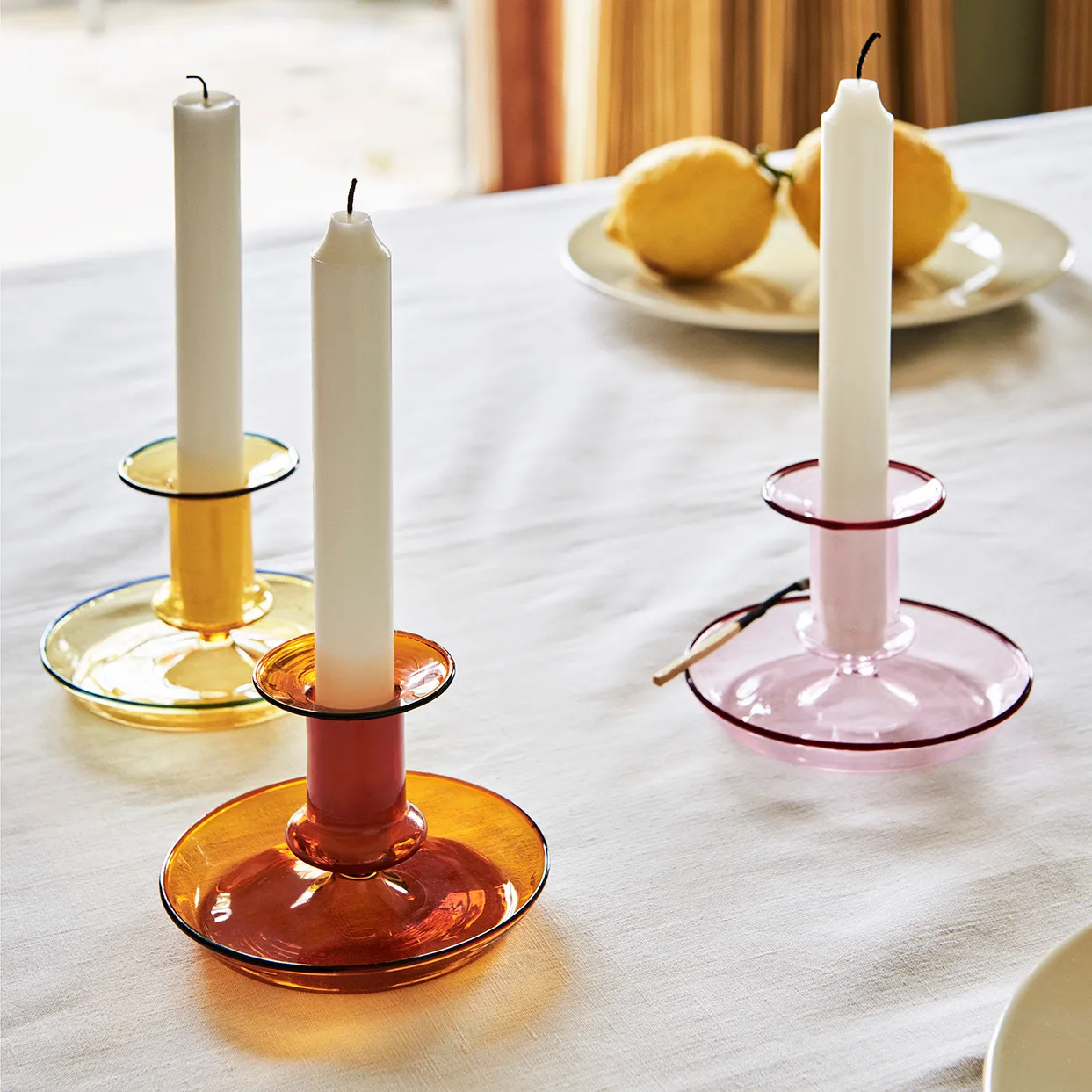 Flare candlestick, pink HAY