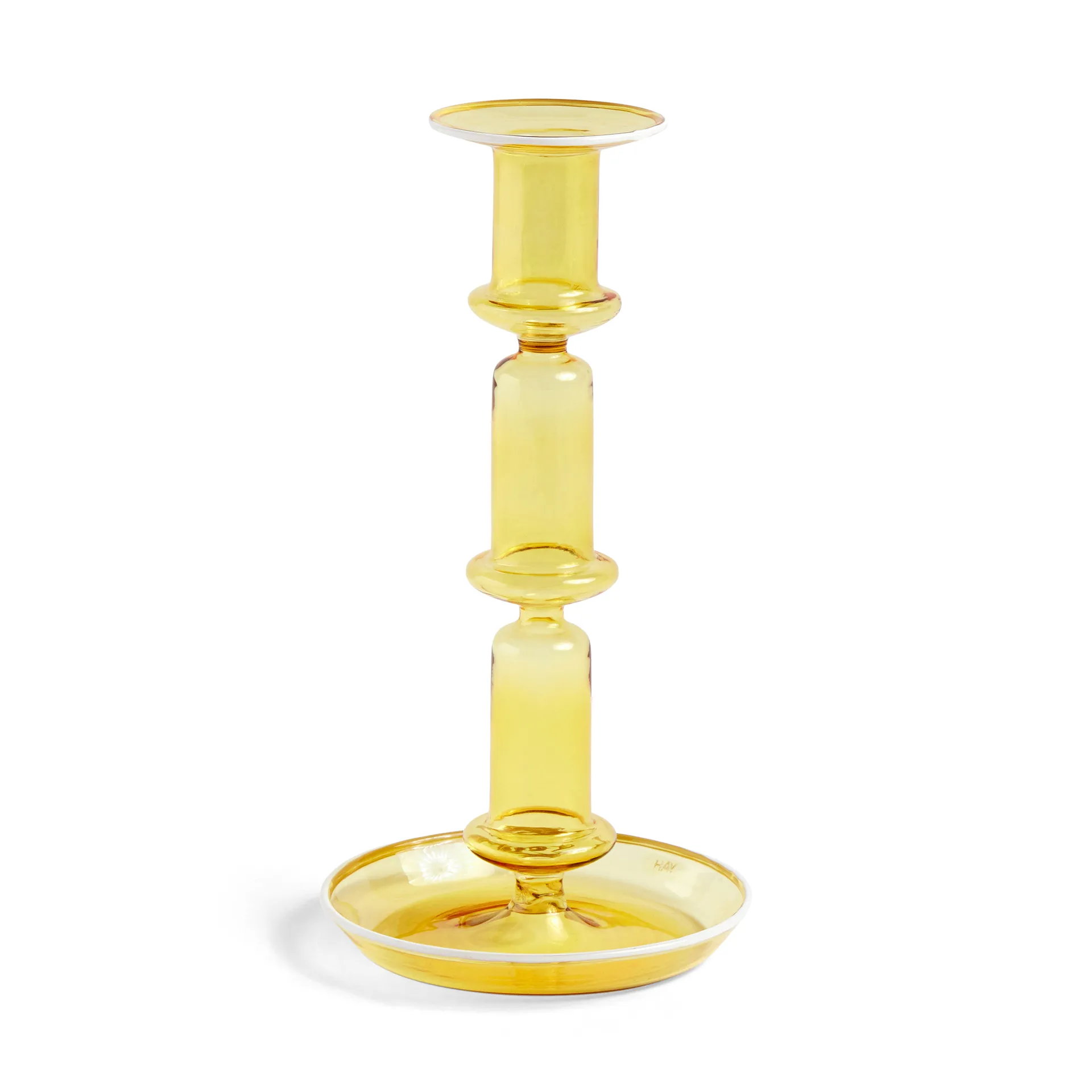 Flare tall candle sticks, yellow-white HAY