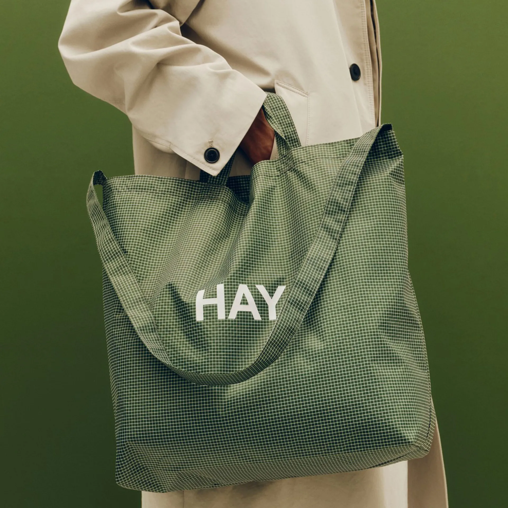 Grid Crossover Bag medium, Dark green, medium HAY