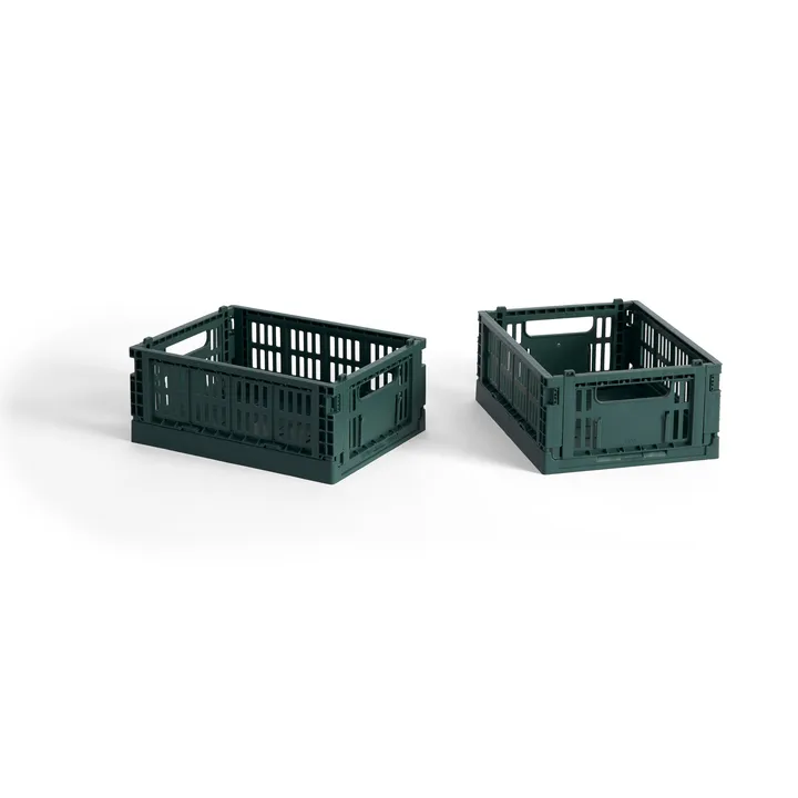 HAY Colour Crate Mini 2-pack 13x17 cm - Dark green - HAY