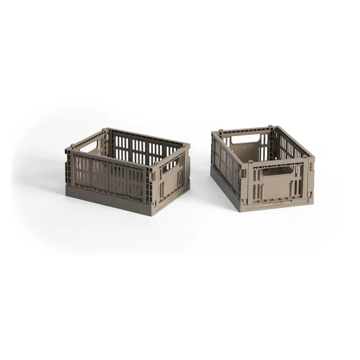 HAY Colour Crate Mini 2-pack 13x17 cm - Warm grey - HAY