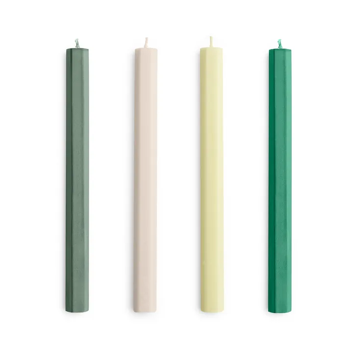 Hexagon Candle light mix 4-pack - Greens-whites - HAY