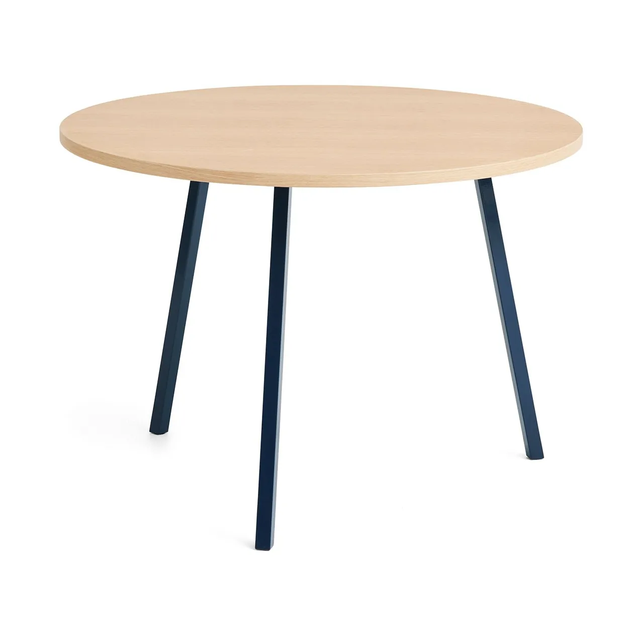 Loop Stand dining table Ø105 cm, Deep blue-clear lacq. oak HAY