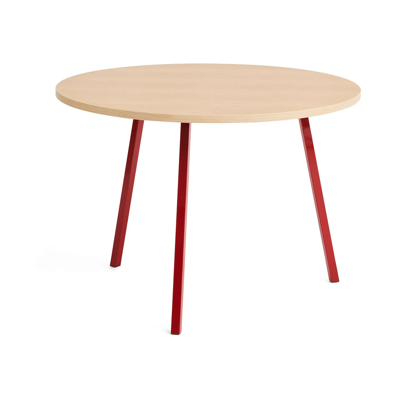 Loop Stand dining table Ø105 cm, Maroon red-clear lacq. oak HAY