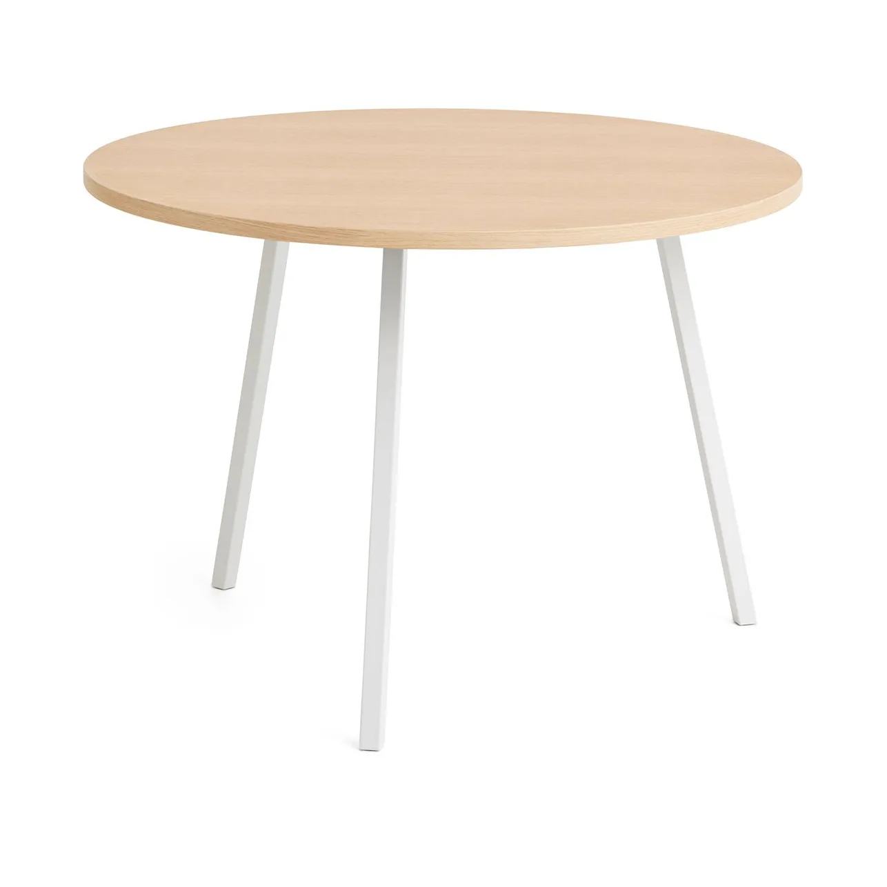 Loop Stand dining table Ø105 cm, White-clear lacq. oak HAY