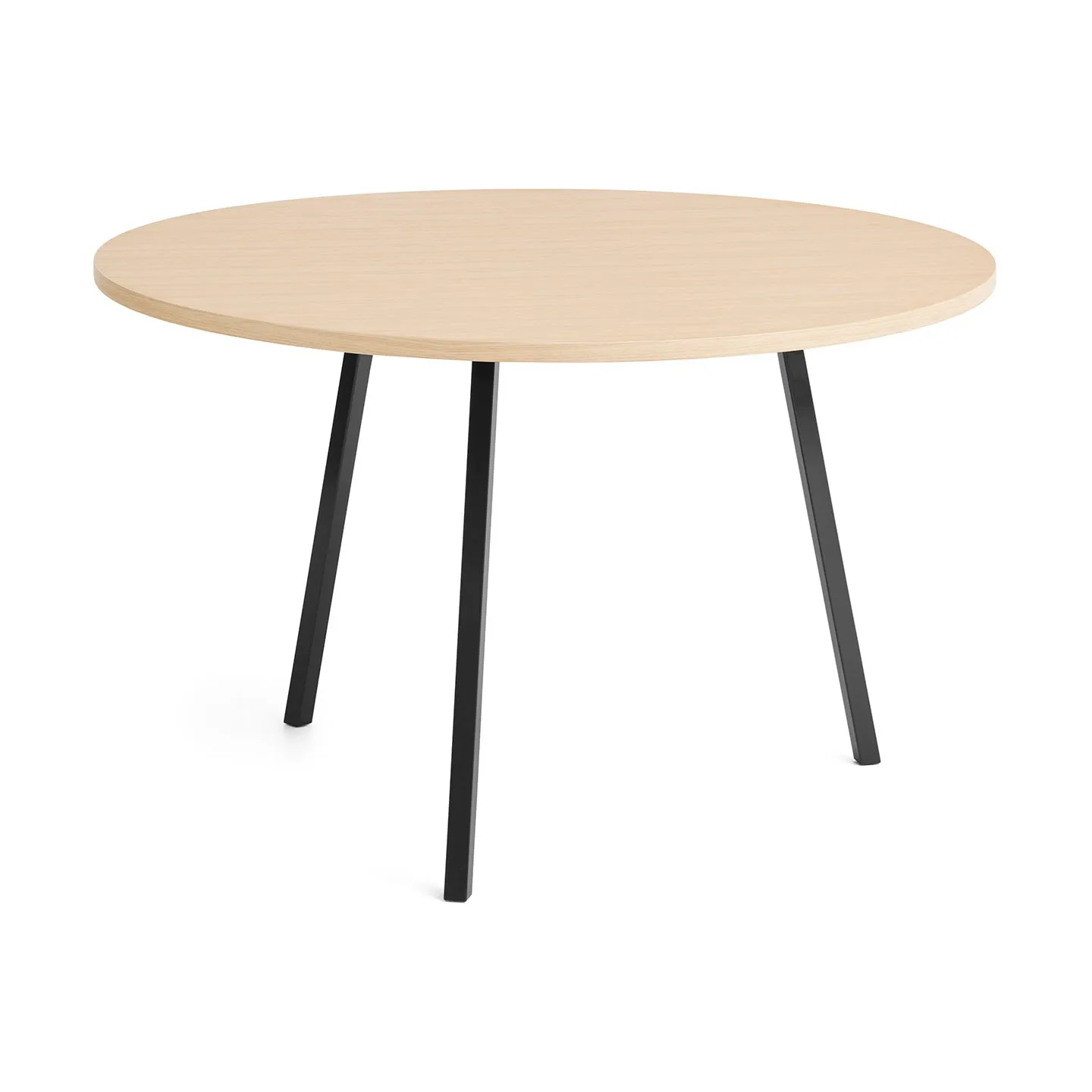Loop Stand dining table Ø120 cm, Black-clear lacq. oak HAY
