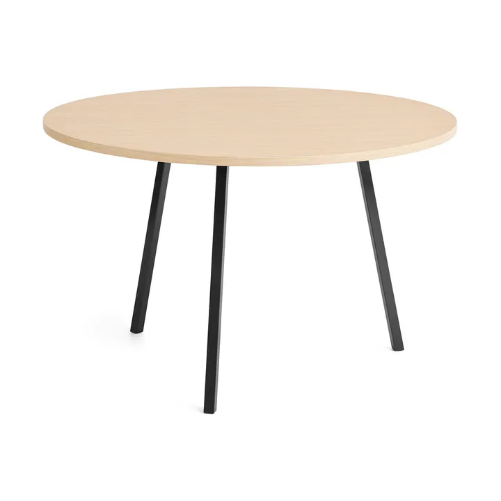 Loop Stand dining table Ø120 cm - Black-clear lacq. oak - HAY