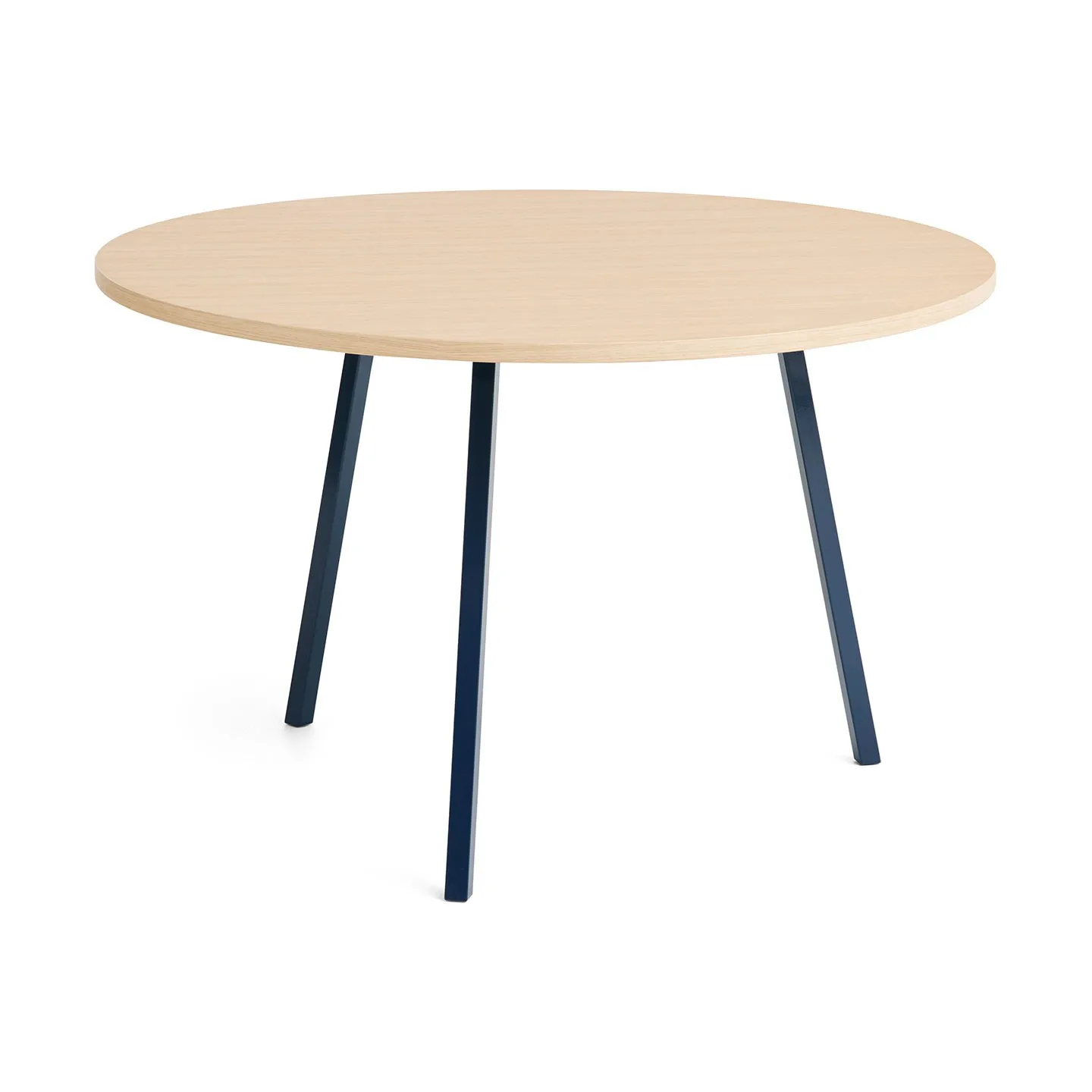 Loop Stand dining table Ø120 cm, Deep blue-clear lacq. oak HAY