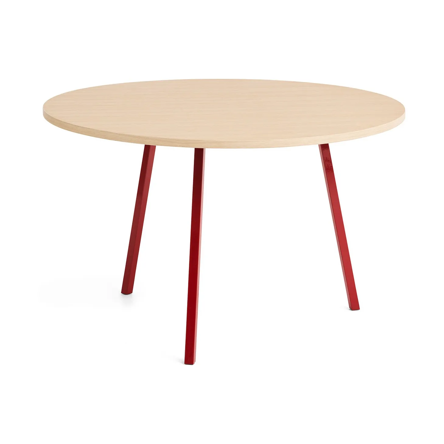 Loop Stand dining table Ø120 cm, Maroon red-clear lacq. oak HAY