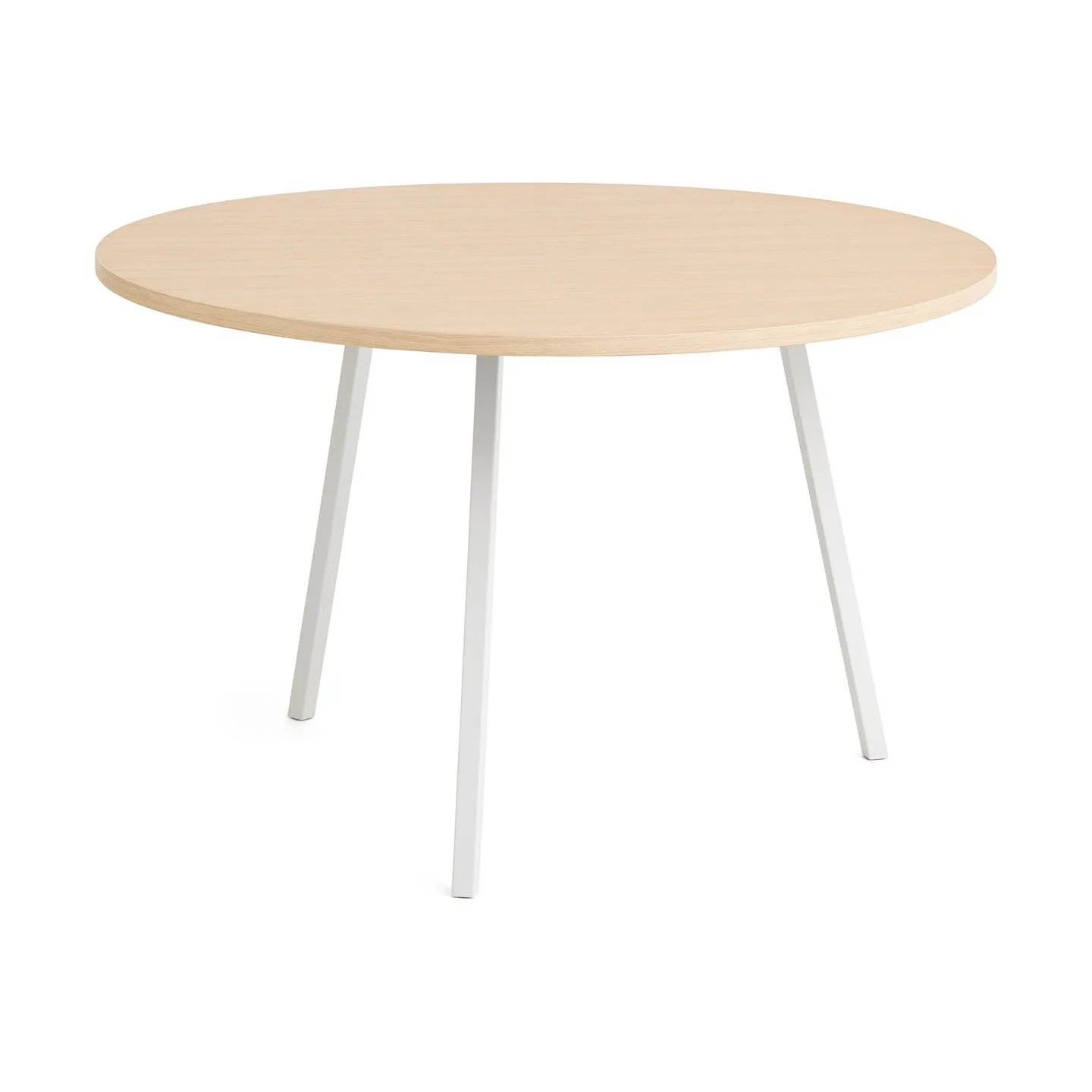 Loop Stand dining table Ø120 cm, White-clear lacq. oak HAY