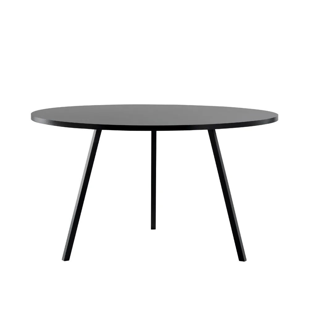 Loop Stand dining table round, Black linoleum-black, Ø120 cm HAY