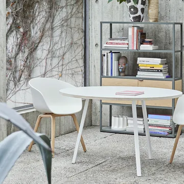 Loop Stand dining table round - White laminate-white, Ø105 cm - HAY