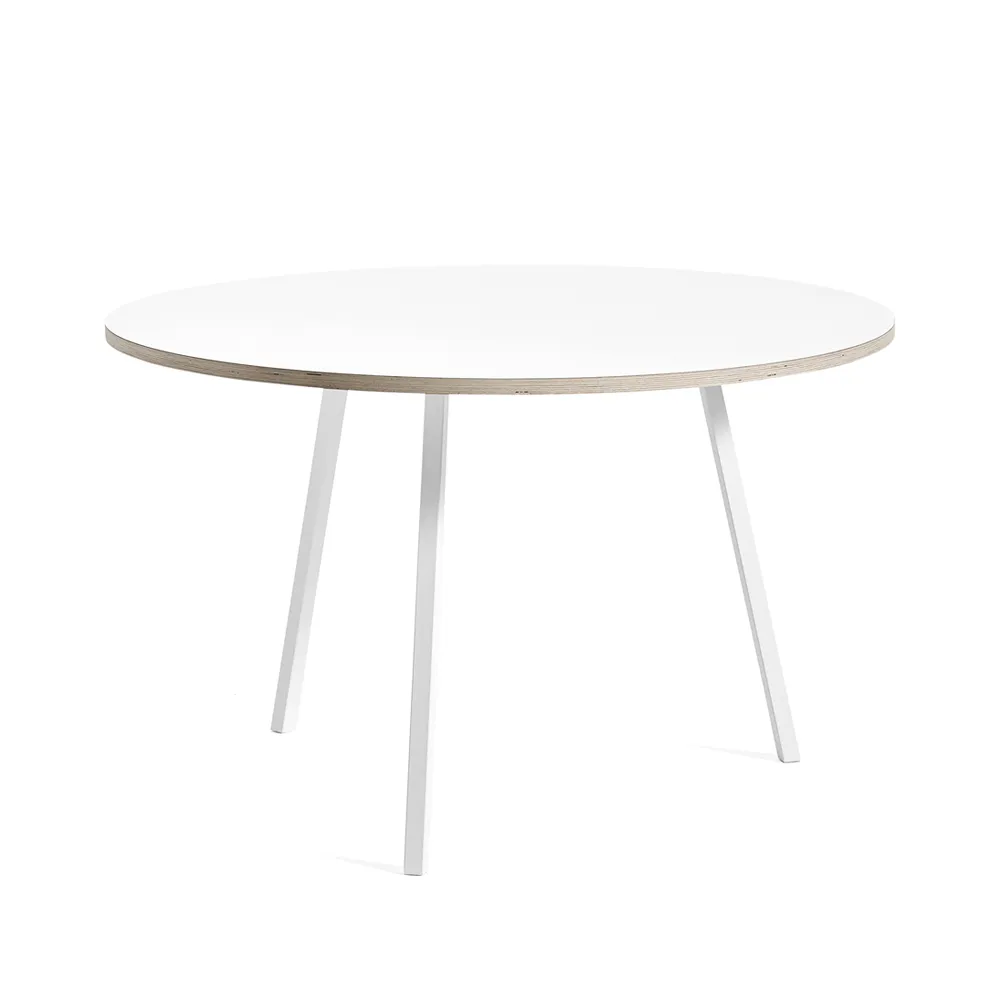 Loop Stand dining table round, White laminate-white, Ø120 cm HAY