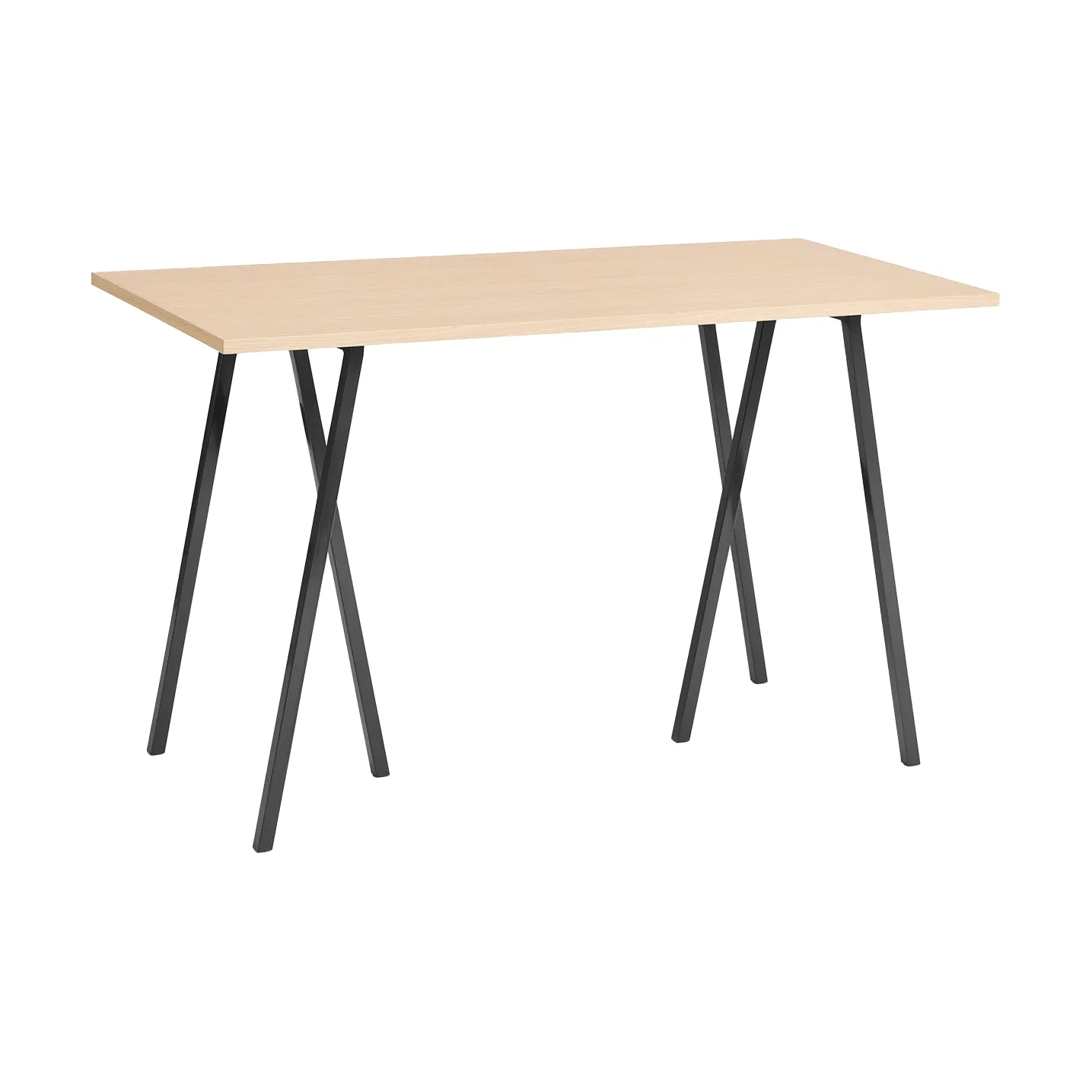 Loop Stand incl. support bar table 77,5x160 cm, Black-clear lacq. oak HAY
