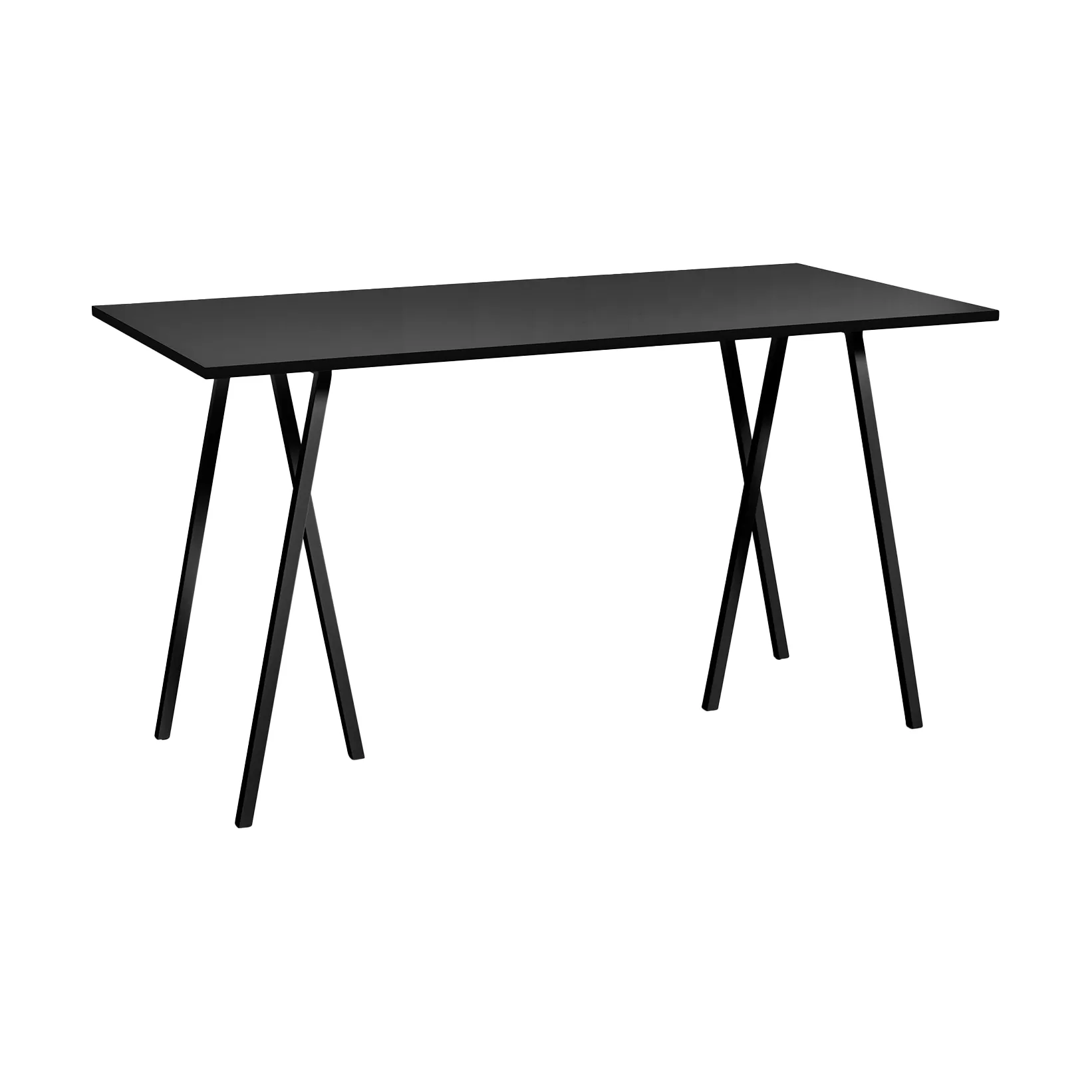 Loop Stand incl. support bar table 87,5x180 cm, Black-black linoleum-black ash HAY