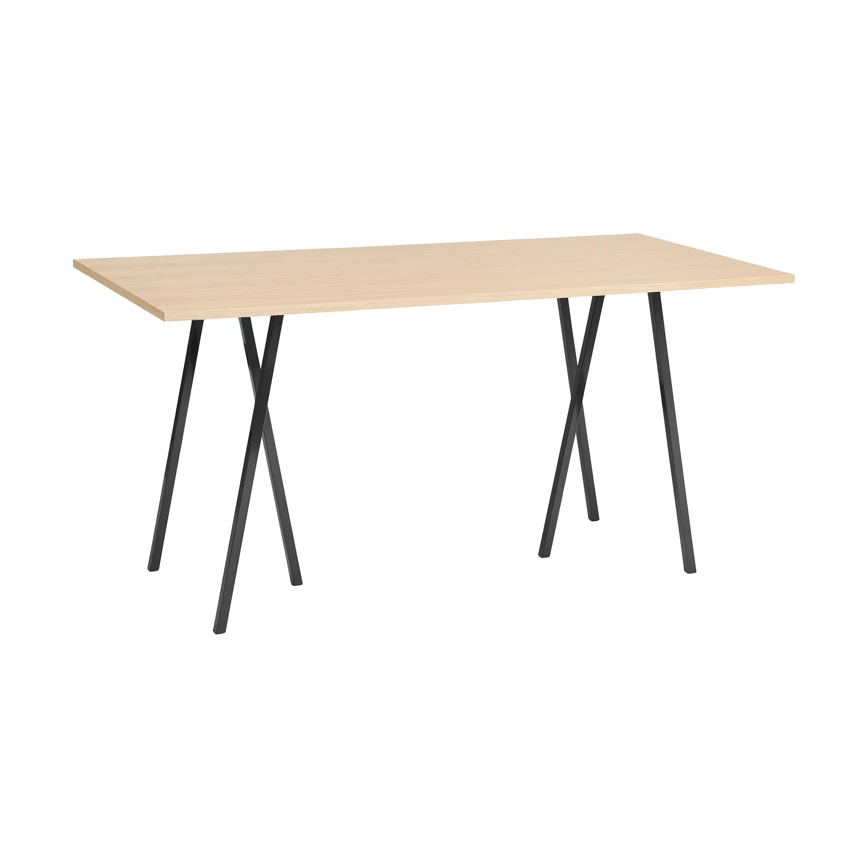 Loop Stand incl. support bar table 92,5x200 cm, Black-clear lacq. oak HAY