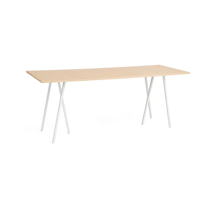 Loop Stand incl. support bar table 92,5x250 cm - White-clear lacq. oak - HAY