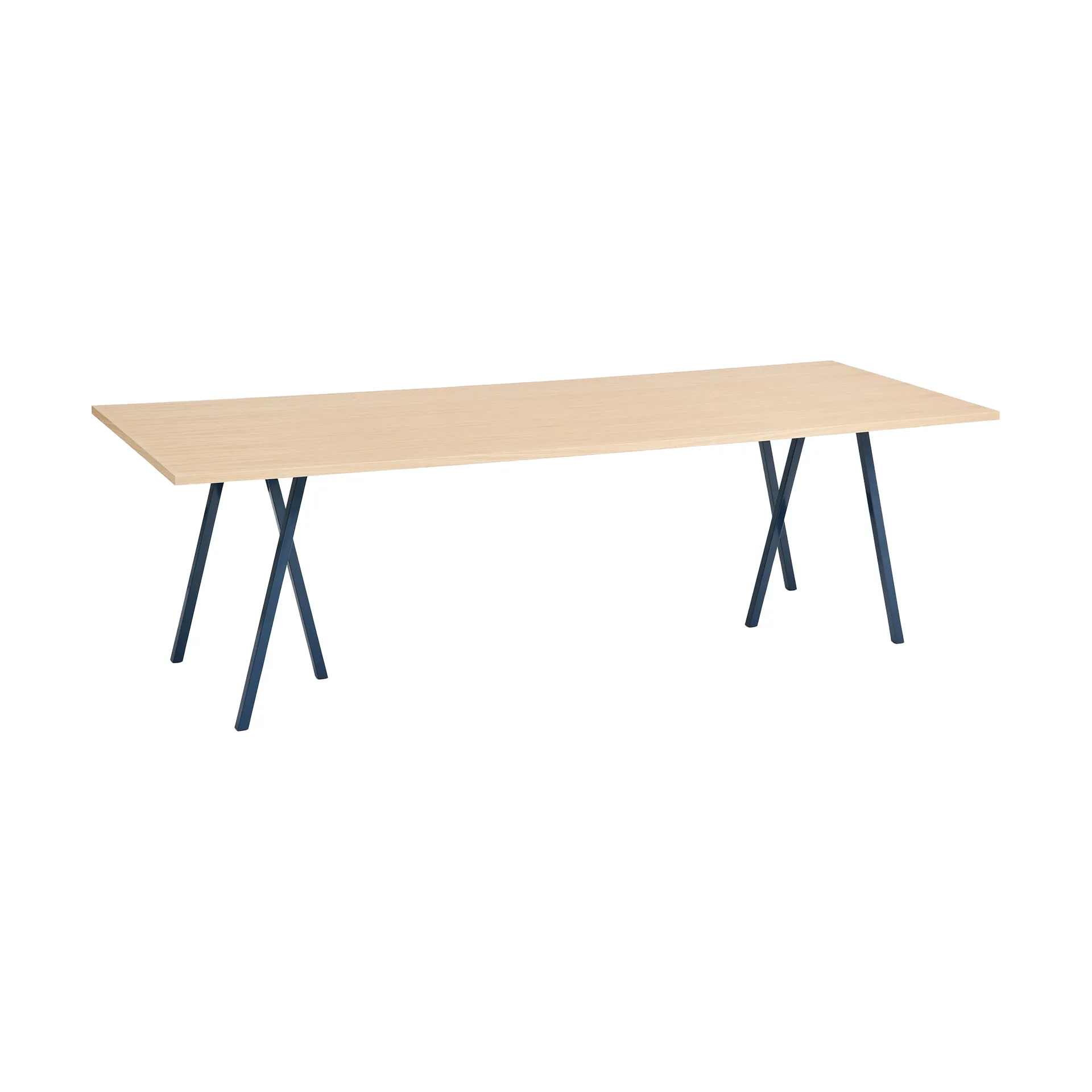 Loop Stand incl. support dining table 92,5x250 cm, Deep blue-clear lacq. oak HAY