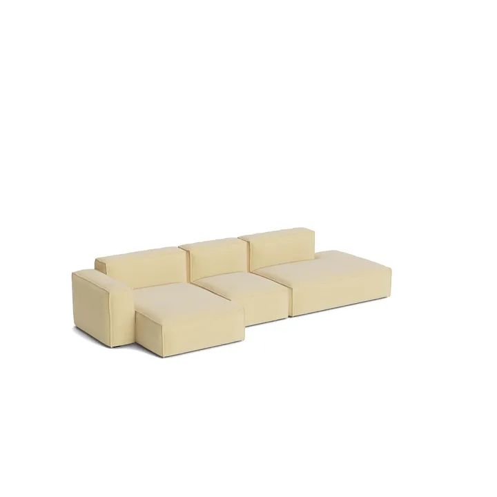 Mags Soft Low Armrest sofa 2.5-seater combination 3 - Tartaglia Ocre white, left-facing, removable cover - HAY
