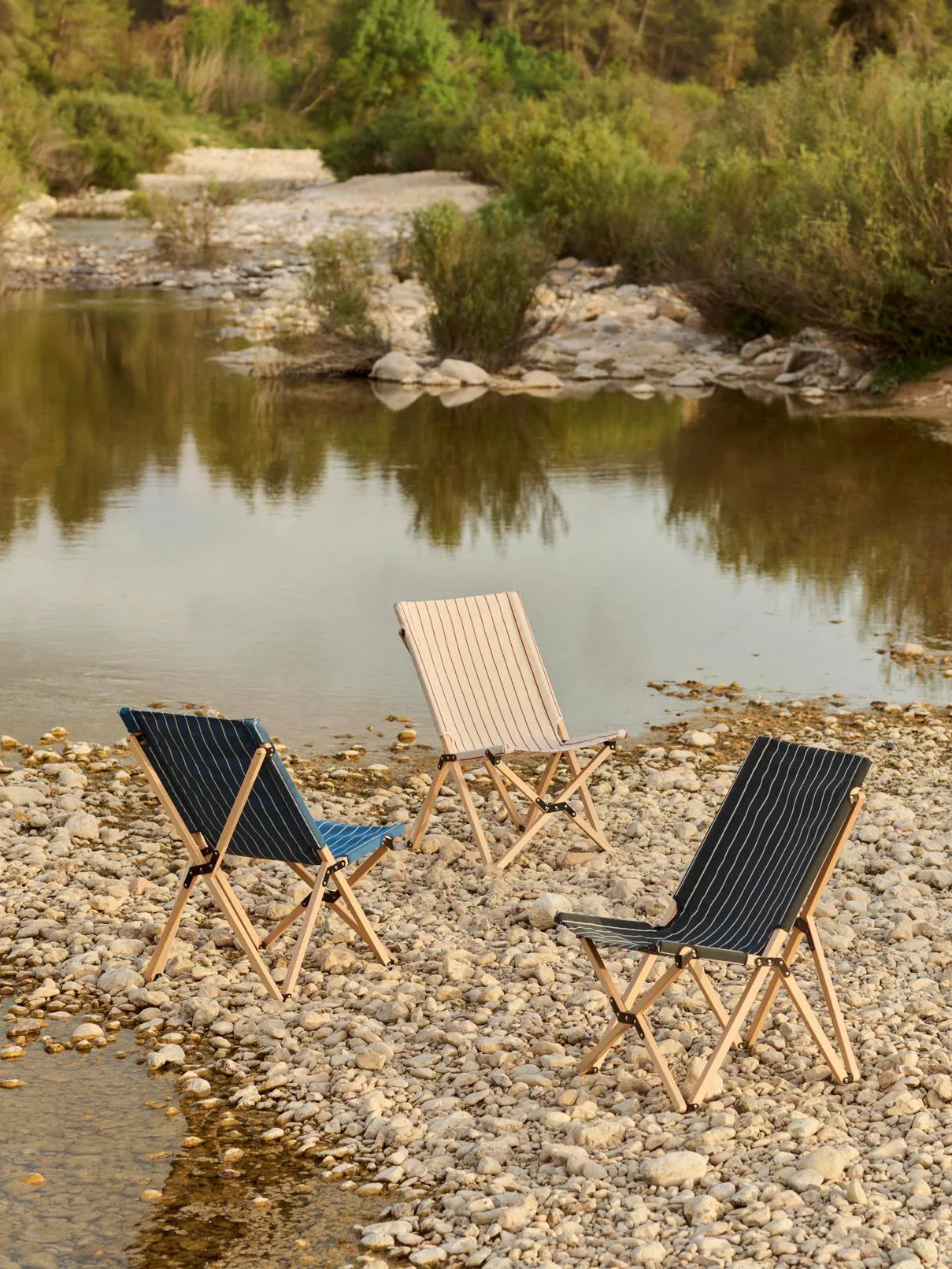 Outdoor Market folding chair, Black-beige HAY