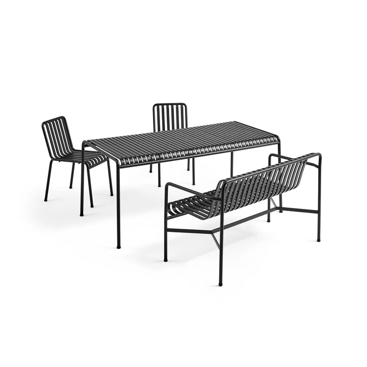 Palissade dining set 2 chairs + bench 170x90 cm - Anthracite - HAY