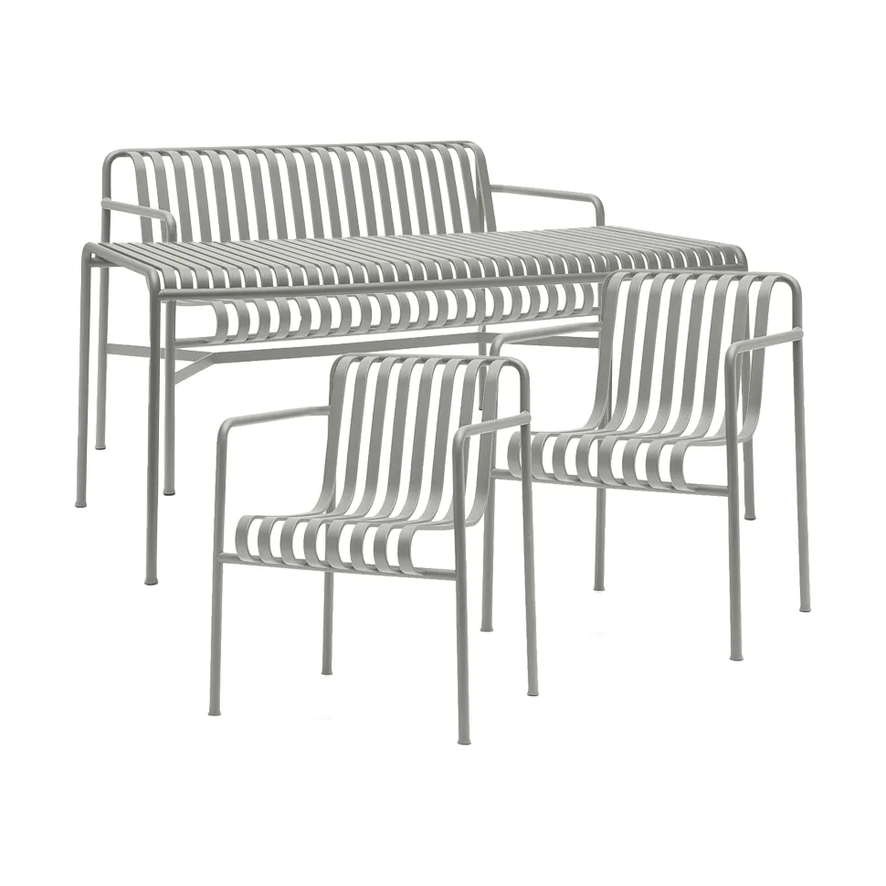 Palissade dining set 2 Dining armchair + bench 170x90 cm sky grey,  HAY