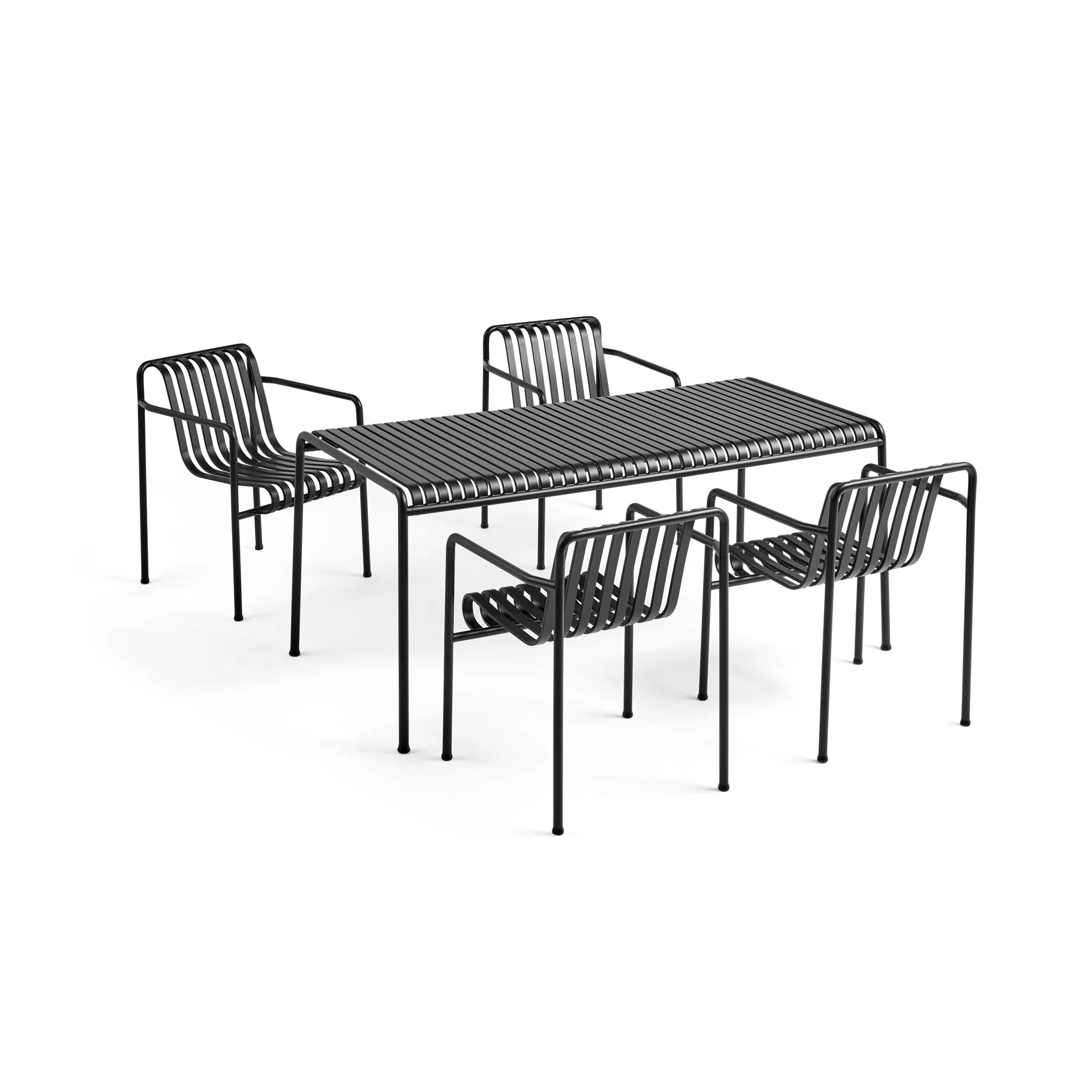 Palissade dining set 4 armchairs 170x90 cm - Anthracite,  HAY
