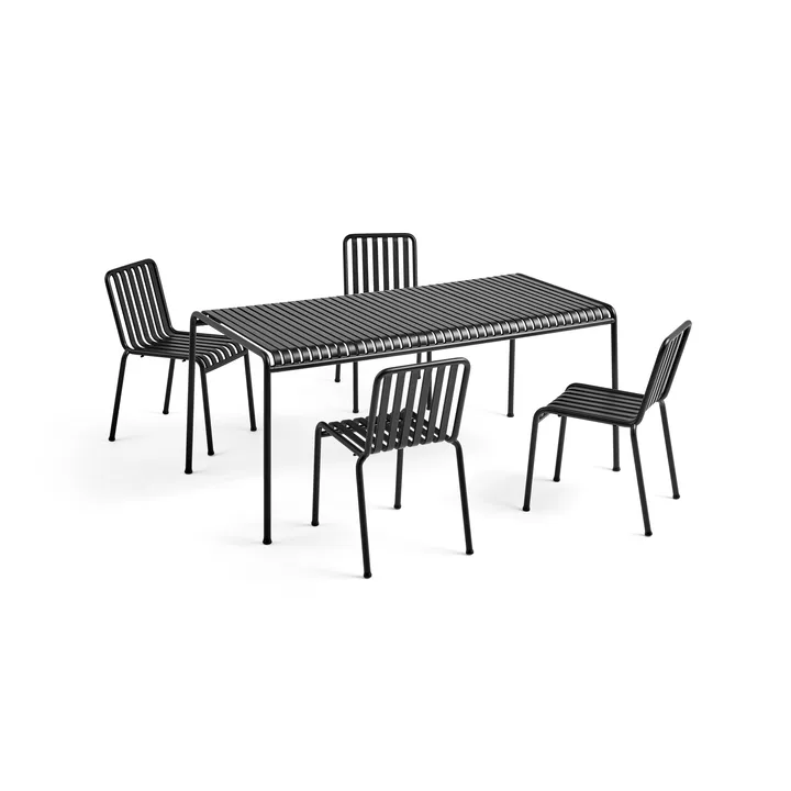 Palissade dining set 4 chairs 170x90 cm - Anthracite - HAY