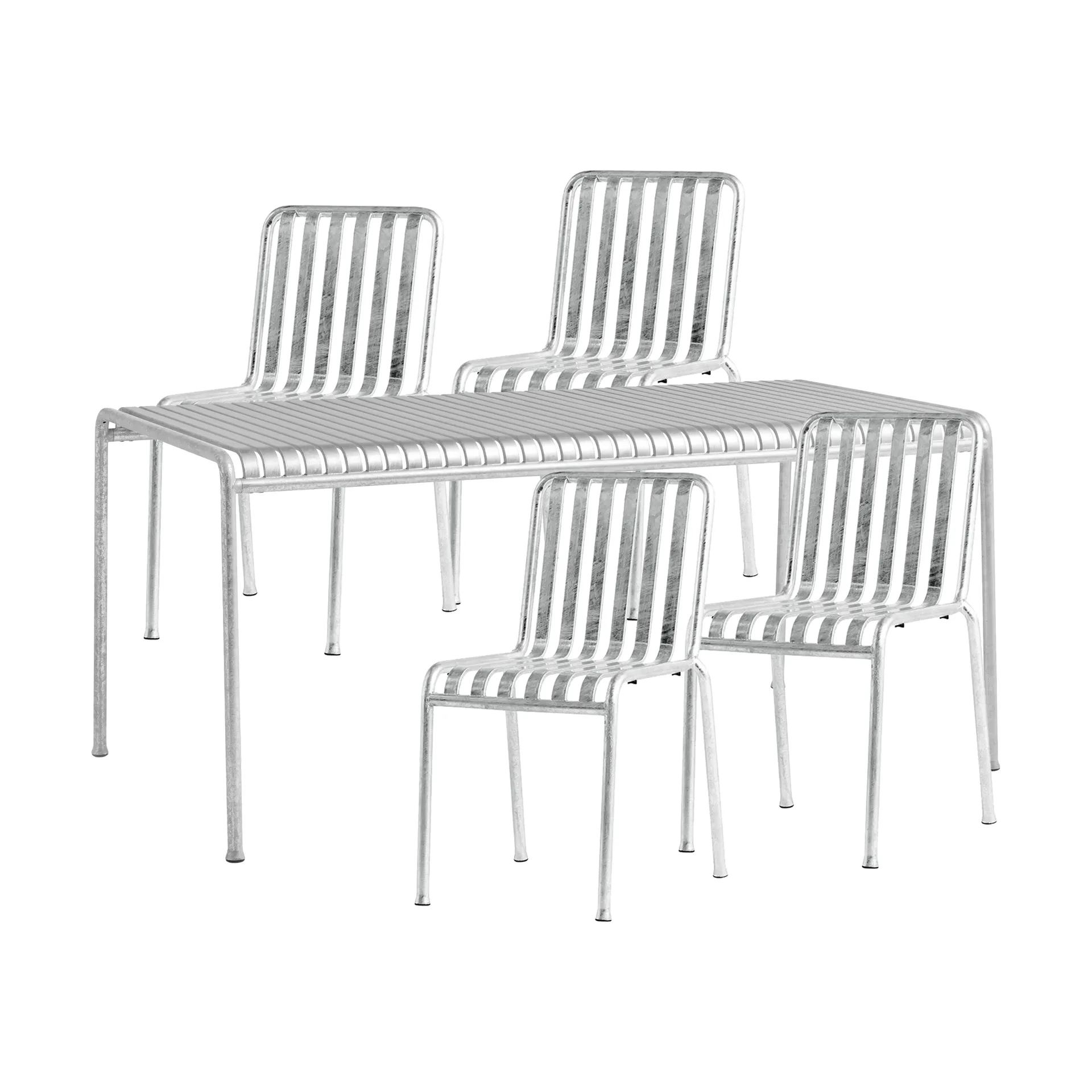 Palissade dining set 4 chairs 170x90 cm galvanized,  HAY