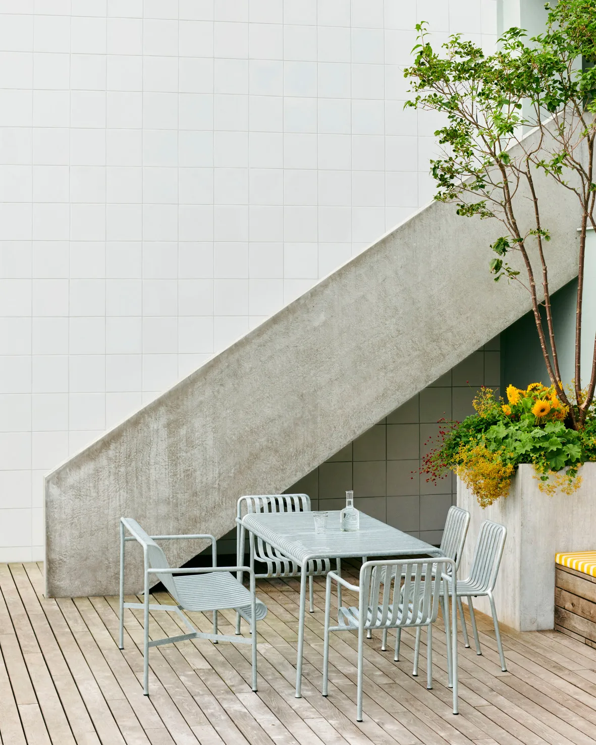 Palissade dining set 4 chairs 170x90 cm galvanized,  HAY