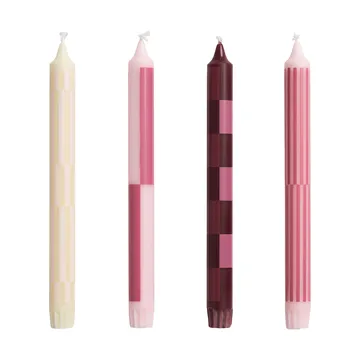 Pattern candle mix 4-pack - Pink-bordeaux - HAY